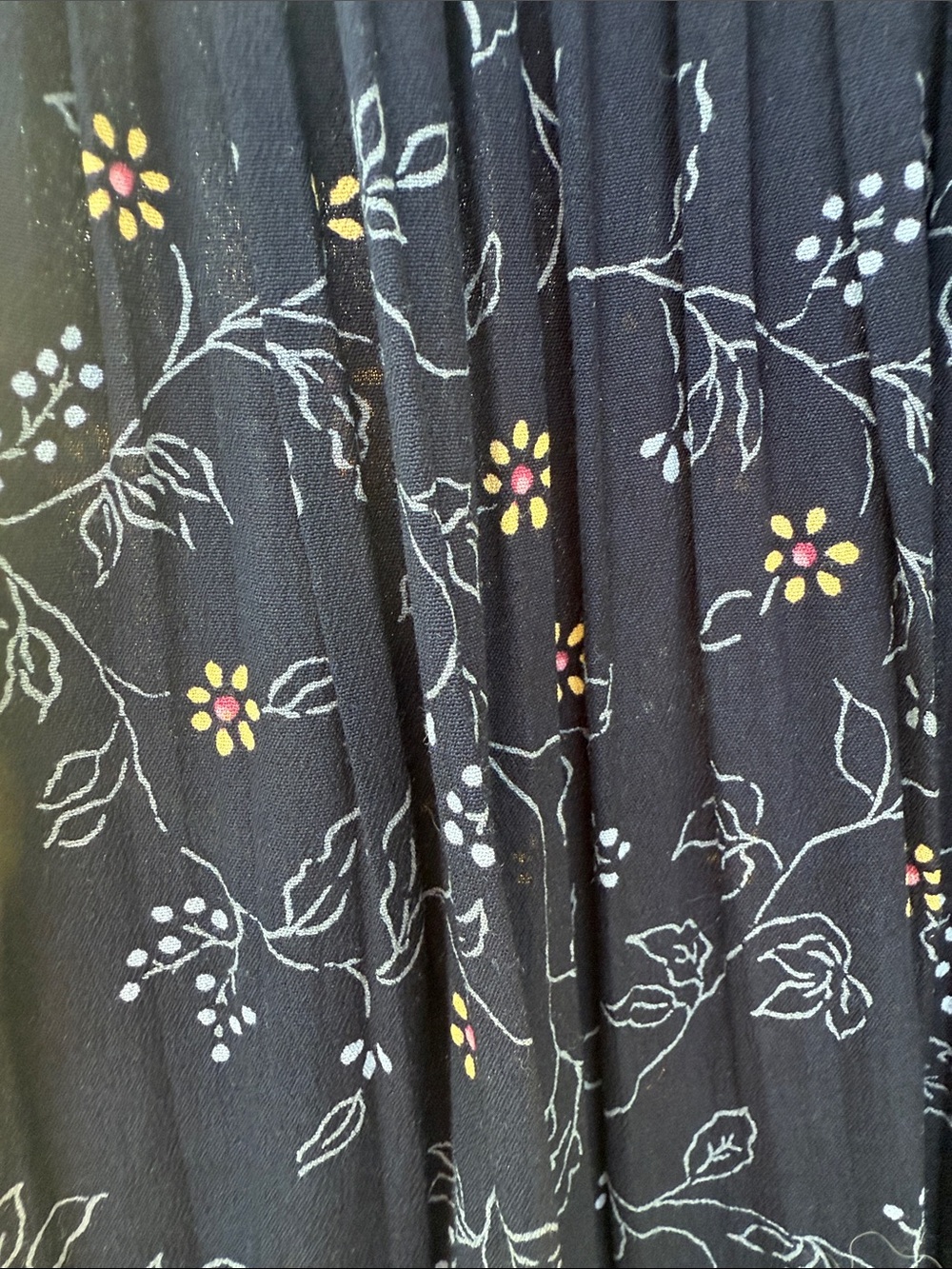 Talbots Navy Floral Pleated Maxi Skirt with Tiny Blossoms - Picture 2 of 5